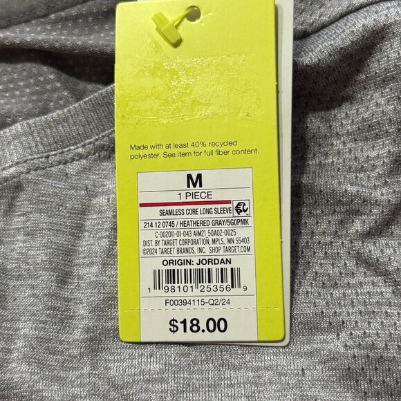 Medium - Womens Seamless Long Sleeve Top - All In Motion - Heathered Gray - Picture 5 of 8